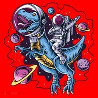 Astronaut Riding A Dinosaur In Space Santa Hat thumb 1