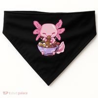 Axolotl Ramen Anime Kawaii Eating USA-Made Doggie Bandana thumb 0
