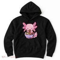 Axolotl Ramen Anime Kawaii Eating Hoodie thumb 0