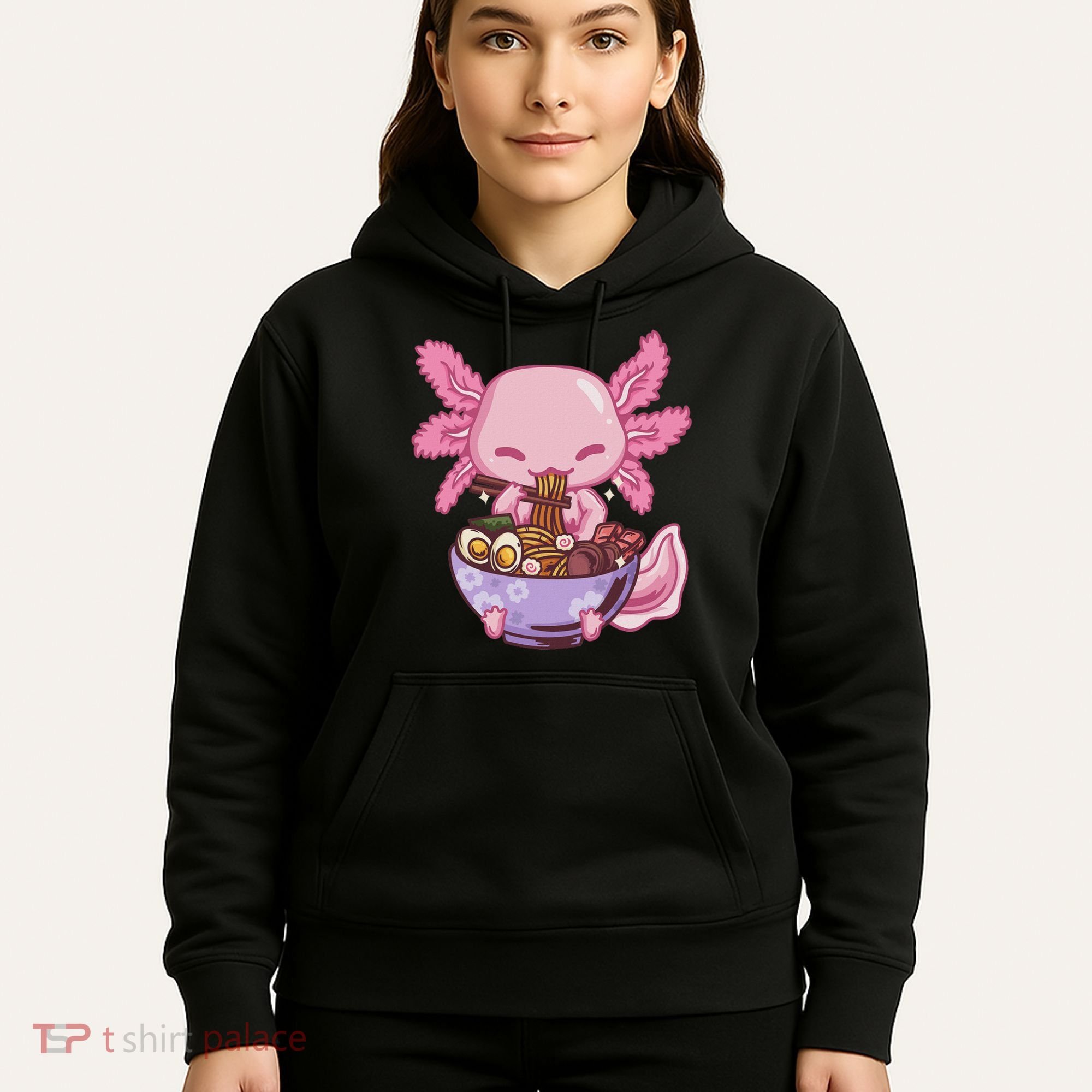 Axolotl Ramen Anime Kawaii Eating Hoodie
