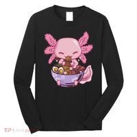 Axolotl Ramen Anime Kawaii Eating Long Sleeve Shirt thumb 0