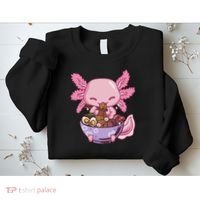 Axolotl Ramen Anime Kawaii Eating Sweatshirt thumb 2
