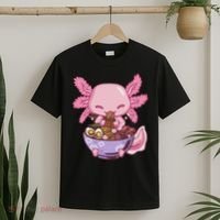 Axolotl Ramen Anime Kawaii Eating T-Shirt thumb 2