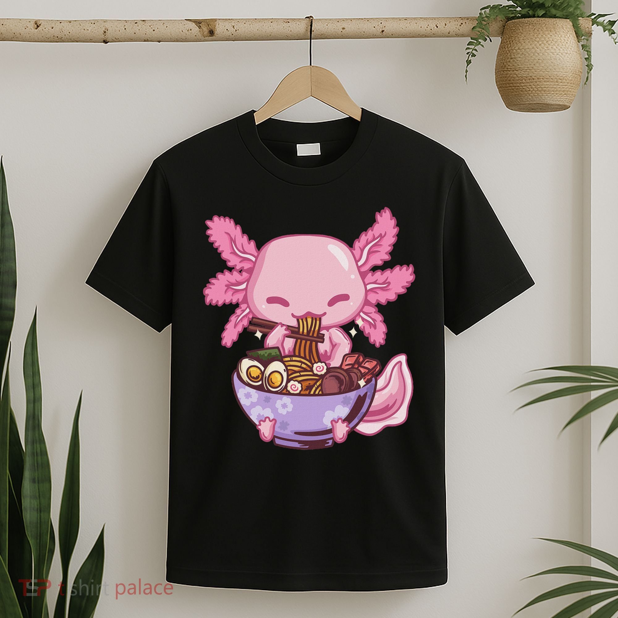 Axolotl Ramen Anime Kawaii Eating T-Shirt