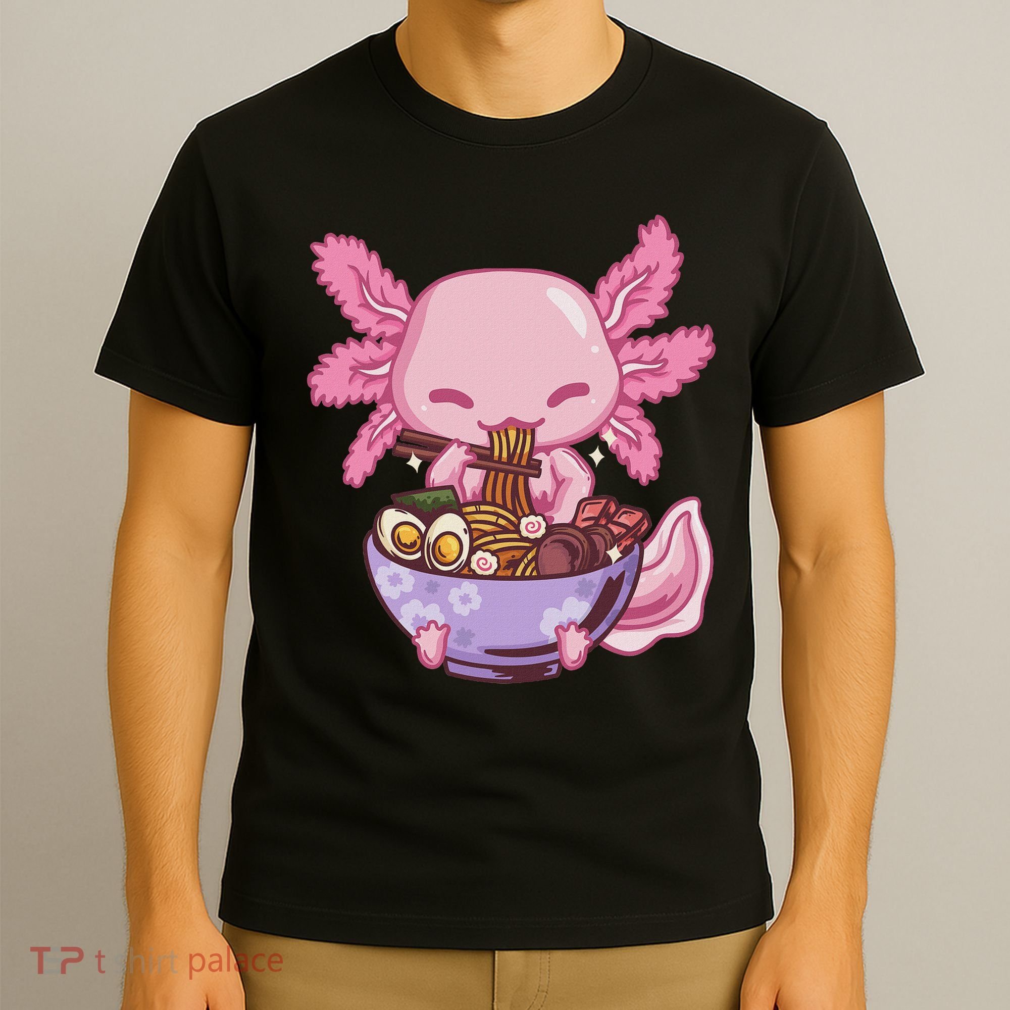 Axolotl Ramen Anime Kawaii Eating T-Shirt
