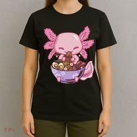 Axolotl Ramen Anime Kawaii Eating T-Shirt thumb 4