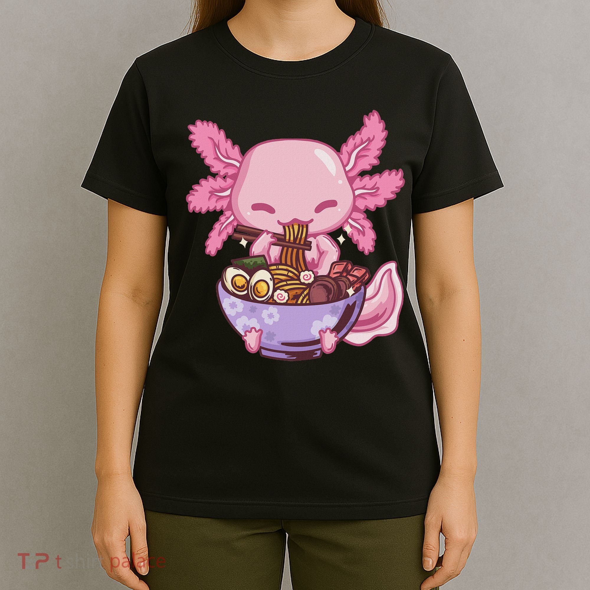 Axolotl Ramen Anime Kawaii Eating T-Shirt