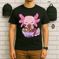 Axolotl Ramen Anime Kawaii Eating T-Shirt thumb 6