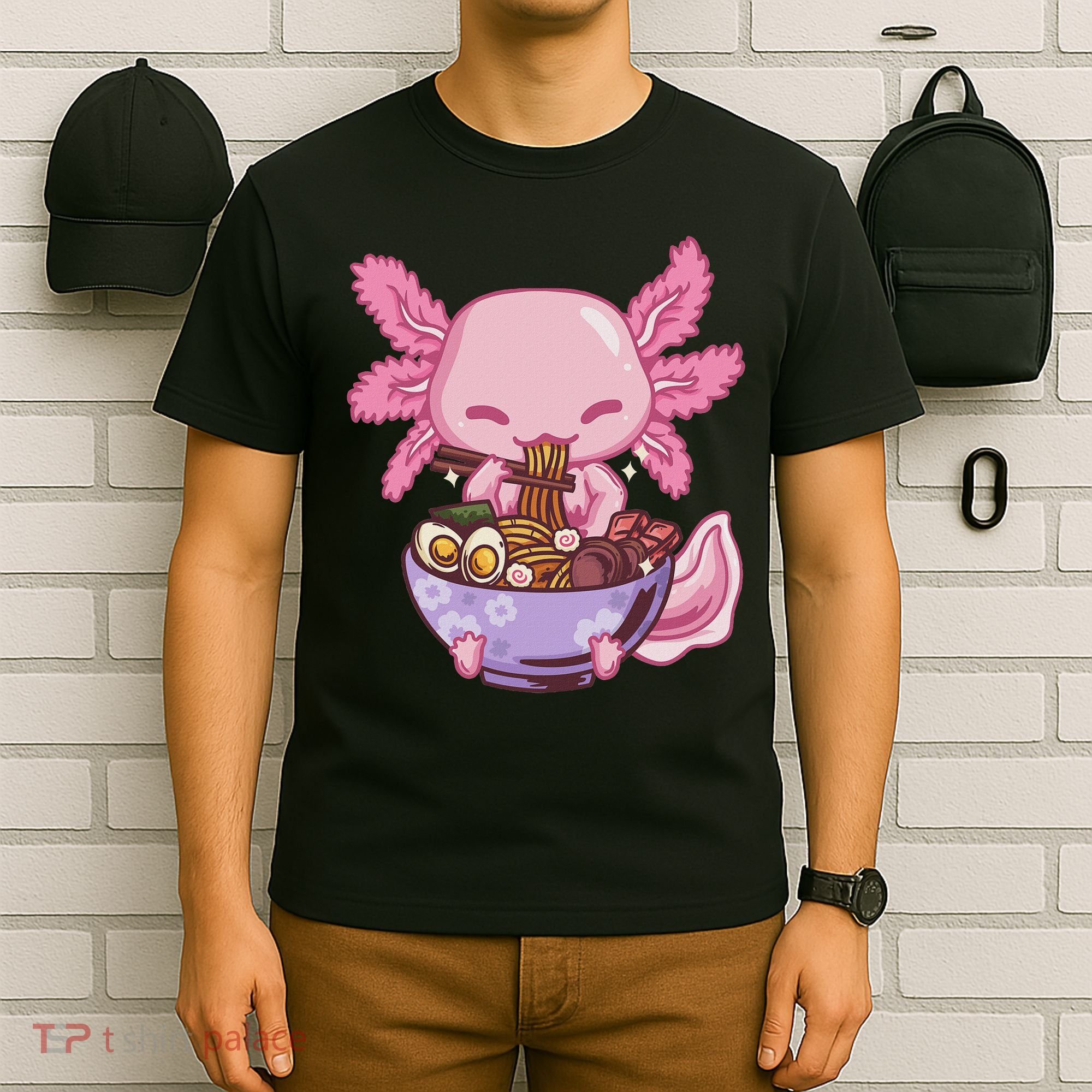 Axolotl Ramen Anime Kawaii Eating T-Shirt