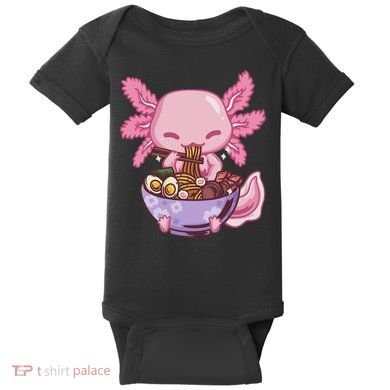 Axolotl Ramen Anime Kawaii Eating Baby Bodysuit