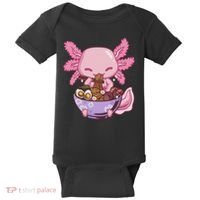 Axolotl Ramen Anime Kawaii Eating Baby Bodysuit thumb 0