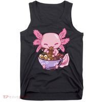 Axolotl Ramen Anime Kawaii Eating Tank Top thumb 0