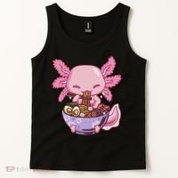 Axolotl Ramen Anime Kawaii Eating Tank Top thumb 2