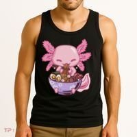 Axolotl Ramen Anime Kawaii Eating Tank Top thumb 3