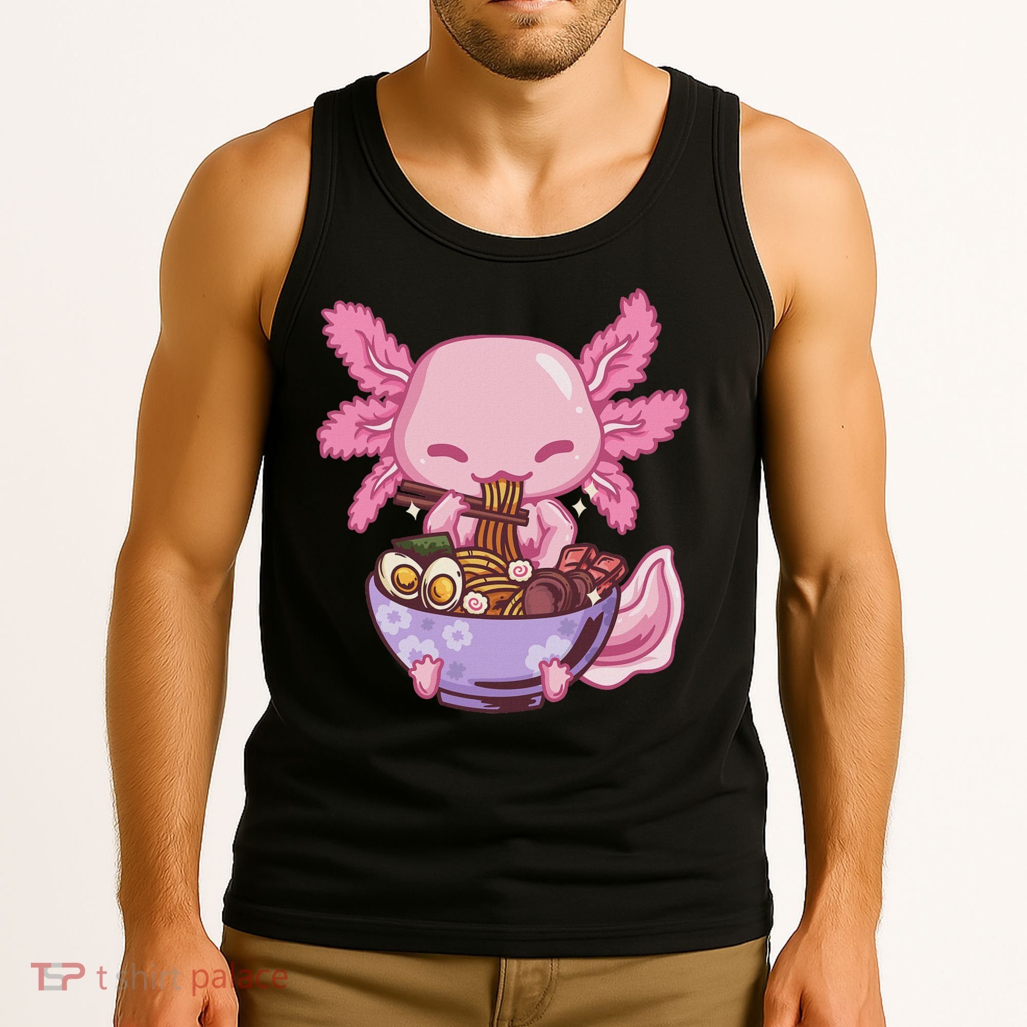 Axolotl Ramen Anime Kawaii Eating Tank Top