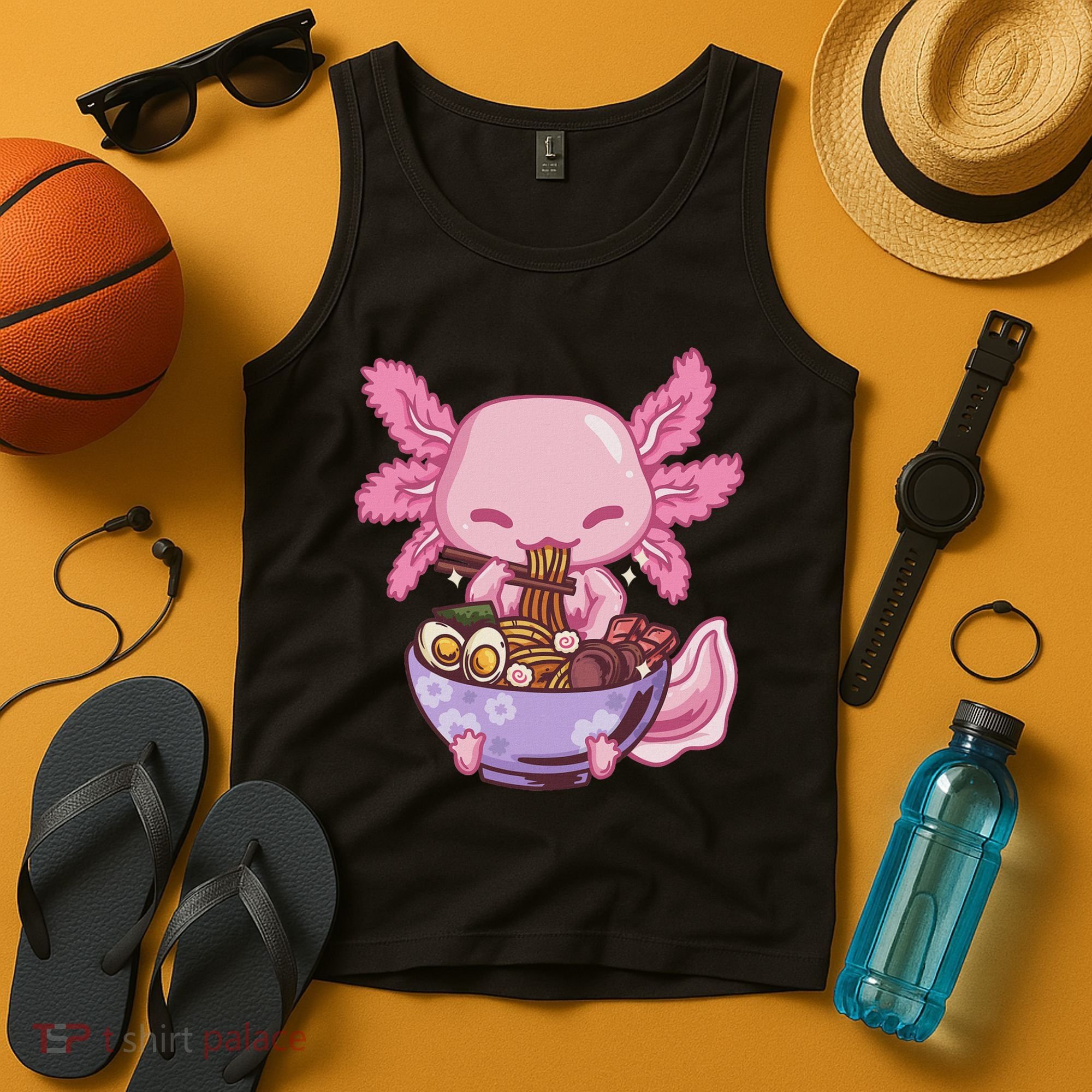 Axolotl Ramen Anime Kawaii Eating Tank Top