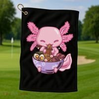 Axolotl Ramen Anime Kawaii Eating Golf Towel thumb 1
