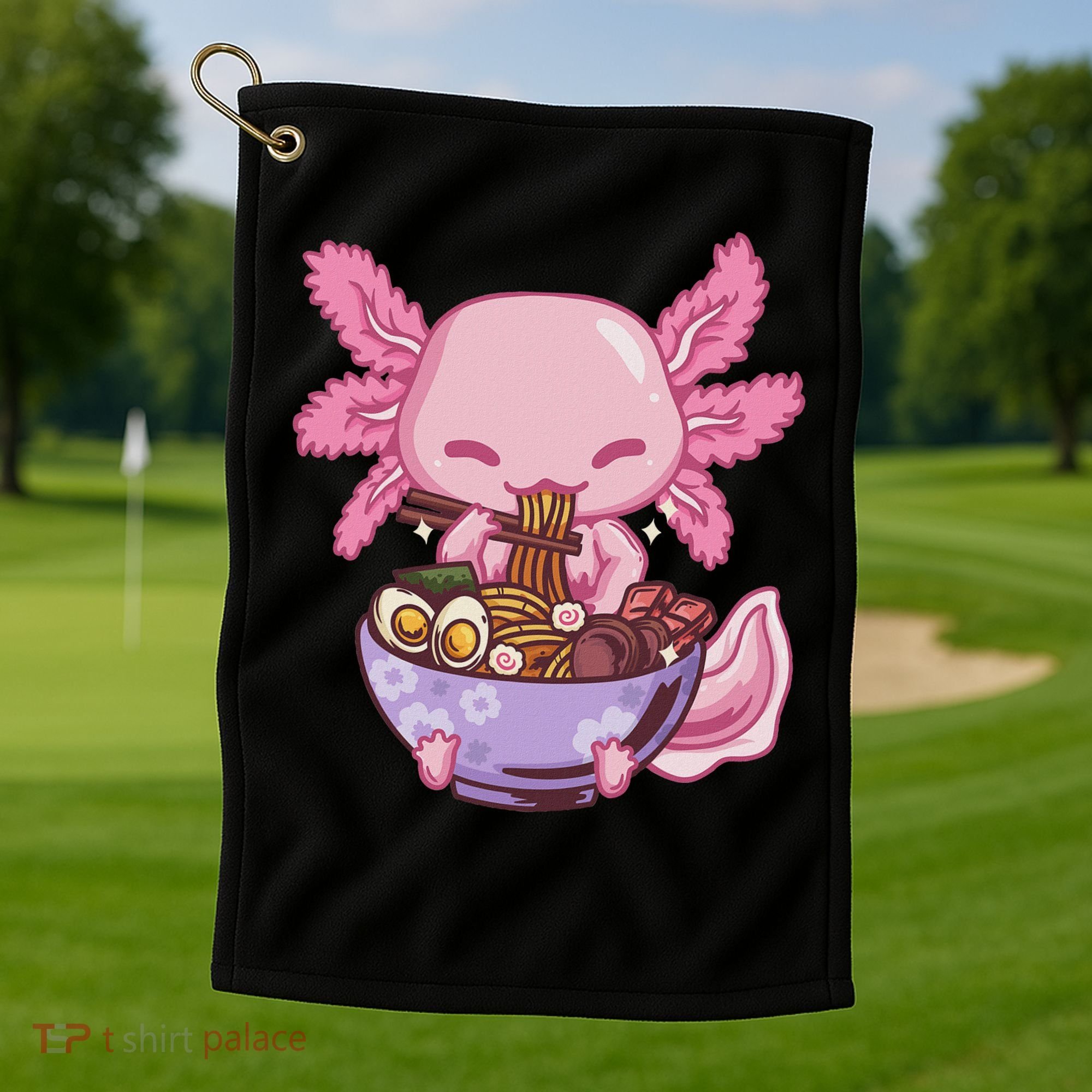 Axolotl Ramen Anime Kawaii Eating Golf Towel