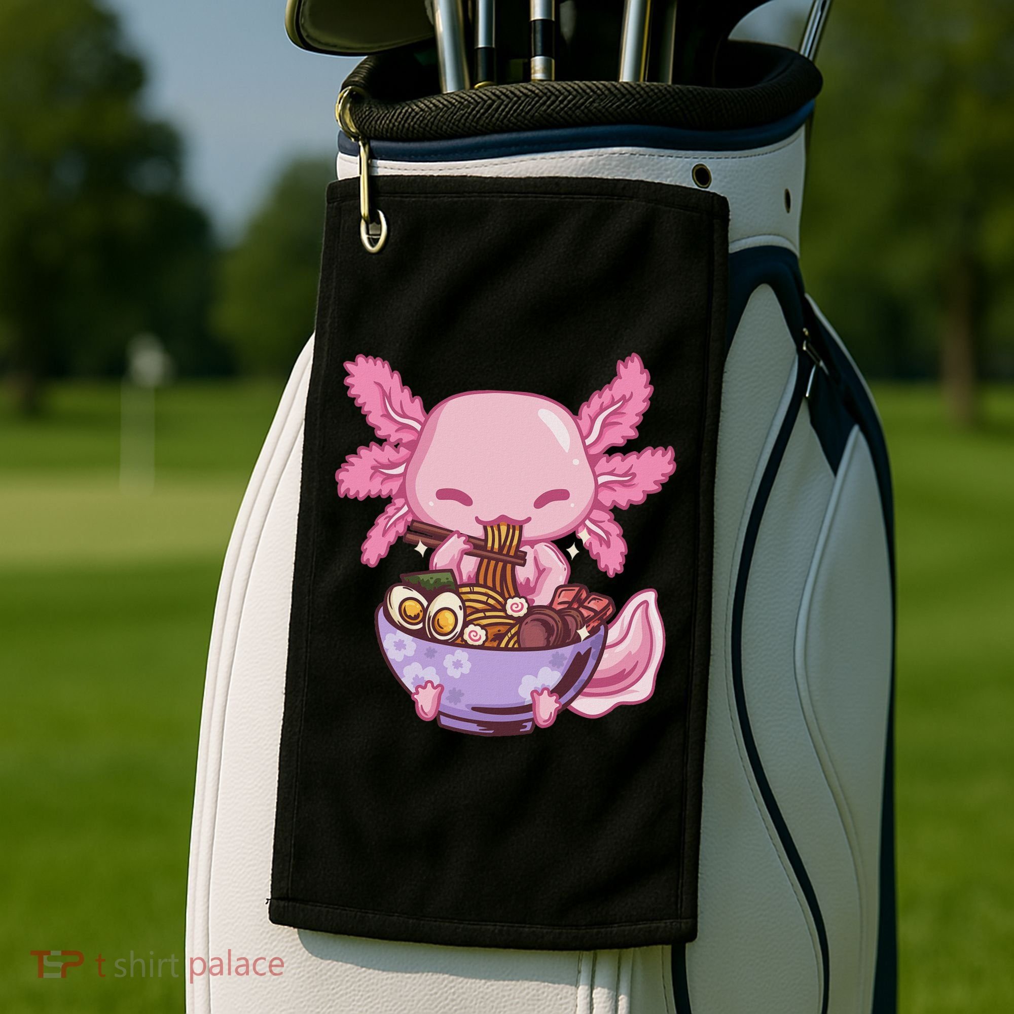 Axolotl Ramen Anime Kawaii Eating Golf Towel