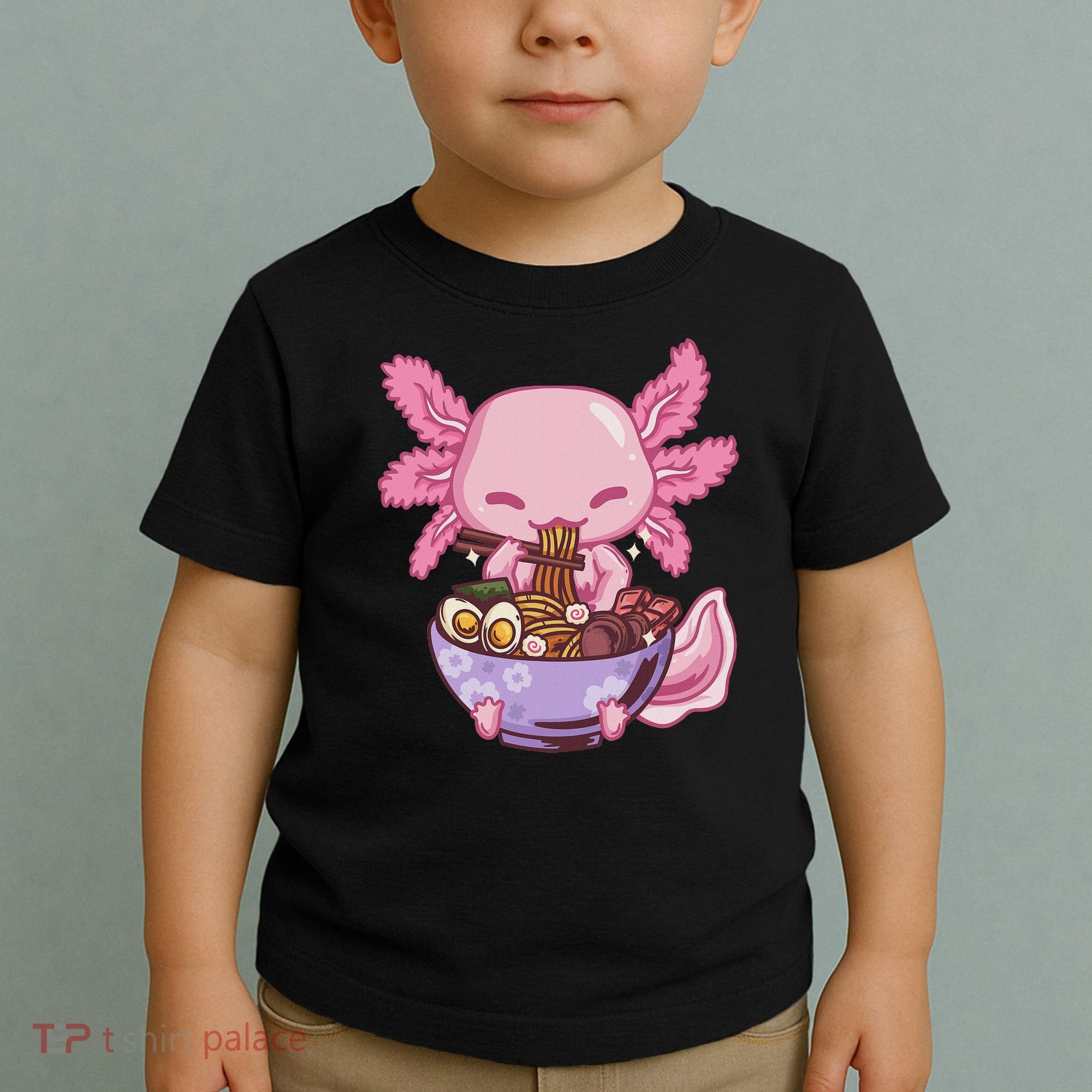 Axolotl Ramen Anime Kawaii Eating Toddler T-Shirt