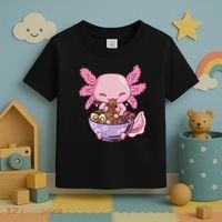 Axolotl Ramen Anime Kawaii Eating Toddler T-Shirt thumb 3