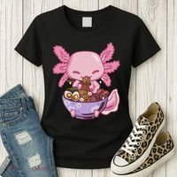 Axolotl Ramen Anime Kawaii Eating Women's T-Shirt thumb 3