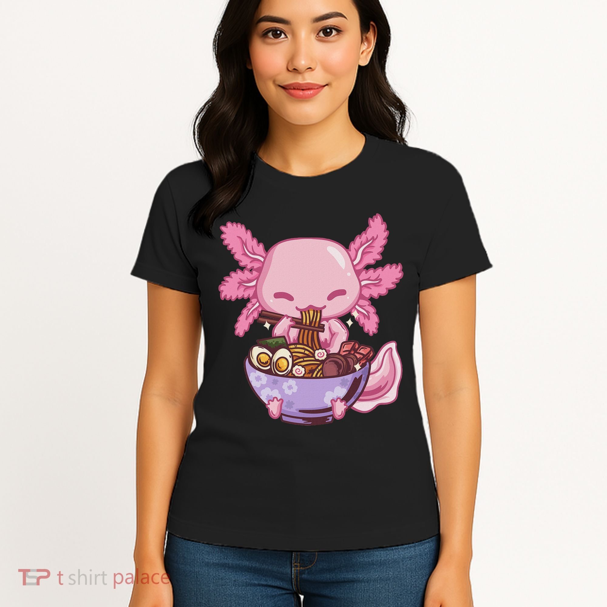 Axolotl Ramen Anime Kawaii Eating Women's T-Shirt
