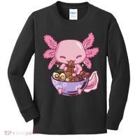 Axolotl Ramen Anime Kawaii Eating Kids Long Sleeve Shirt thumb 0