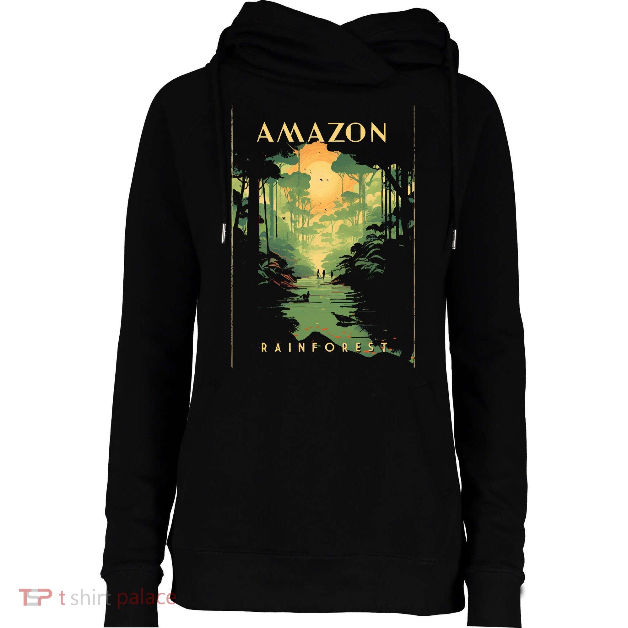 Amazon Rainforest Womens Funnel Neck Pullover Hood