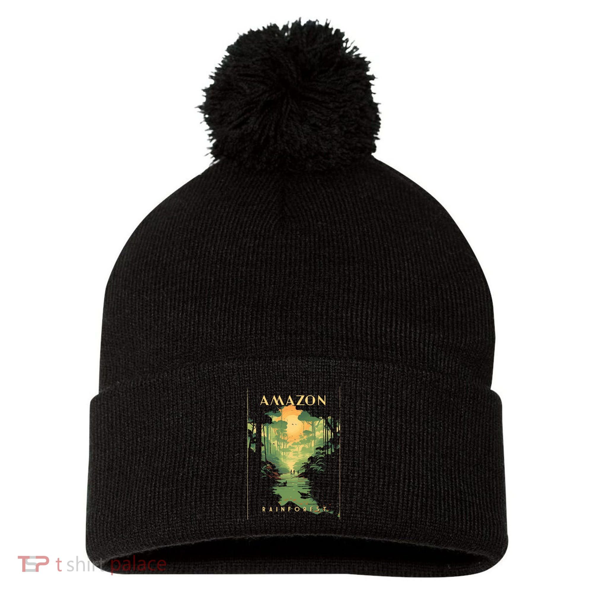 Amazon Rainforest Pom Pom 12in Knit Beanie