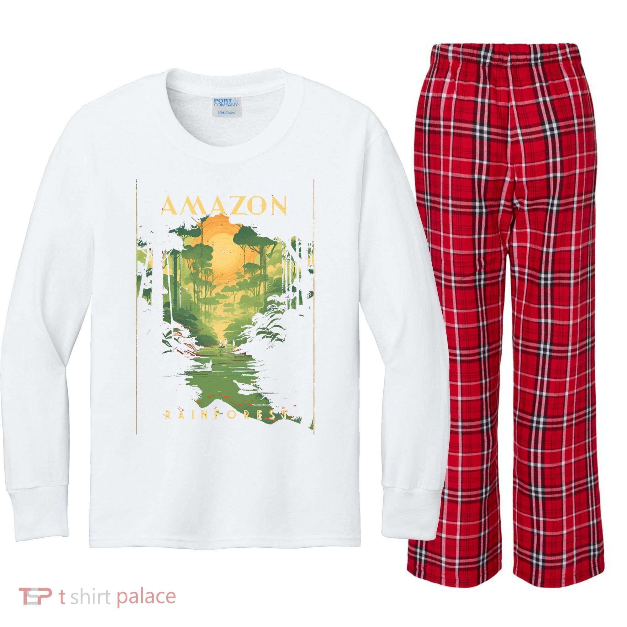 Amazon Rainforest Kids Long Sleeve Plaid Pajama Set
