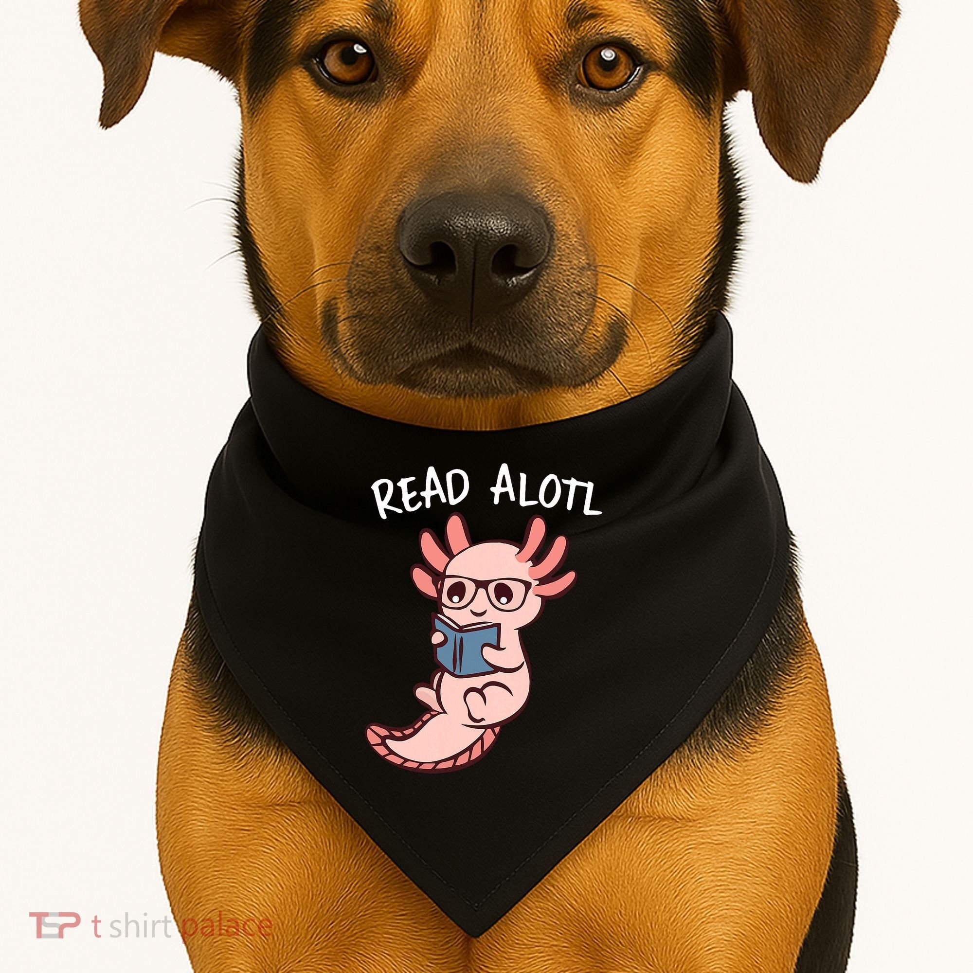 Axolotl Reading A Book, Read Alotl Books Funny Axolotl Book USA-Made Doggie Bandana