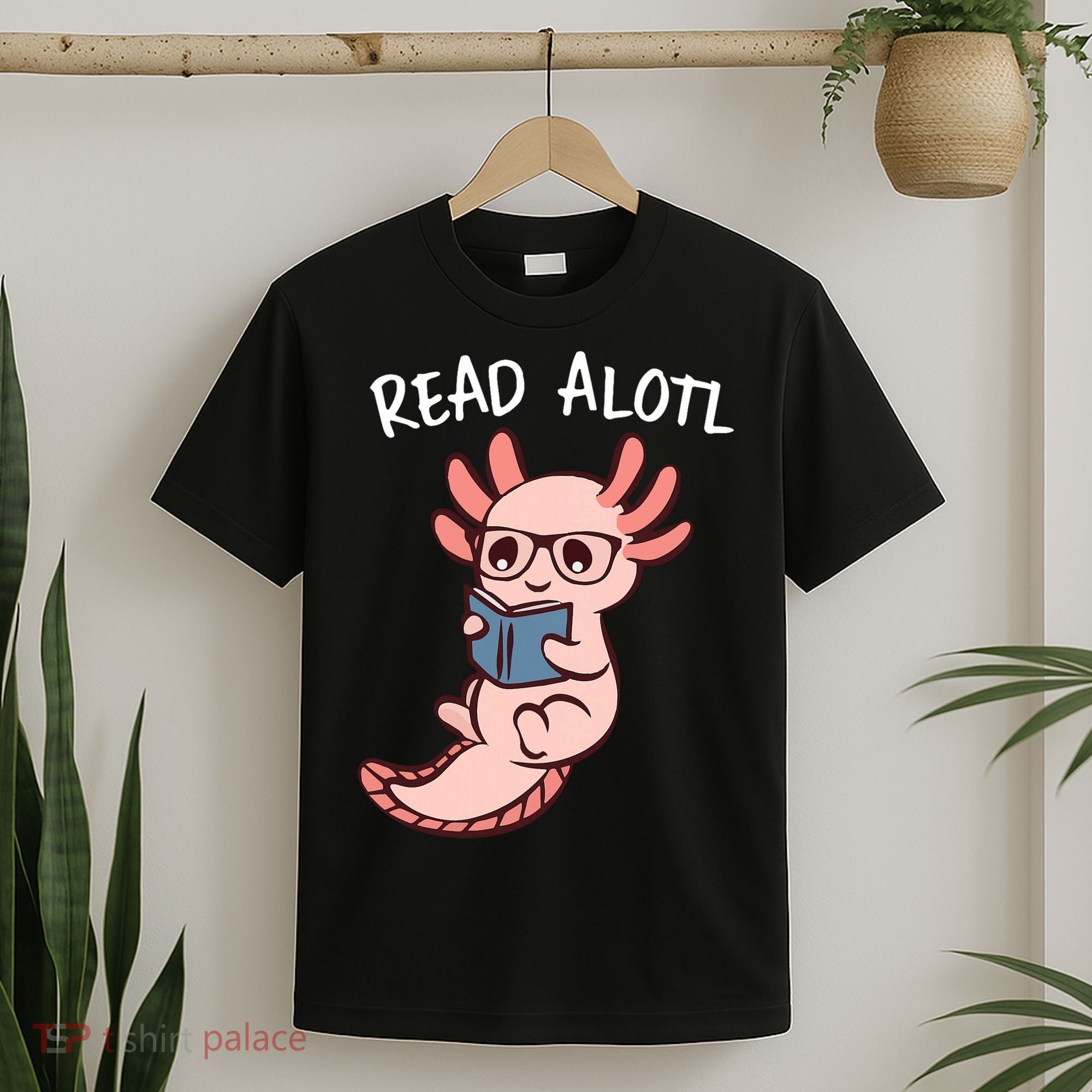 Axolotl Reading A Book, Read Alotl Books Funny Axolotl Book T-Shirt