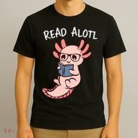 Axolotl Reading A Book, Read Alotl Books Funny Axolotl Book T-Shirt thumb 3