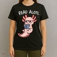 Axolotl Reading A Book, Read Alotl Books Funny Axolotl Book T-Shirt thumb 4