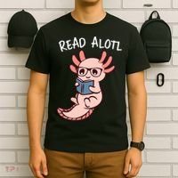 Axolotl Reading A Book, Read Alotl Books Funny Axolotl Book T-Shirt thumb 6