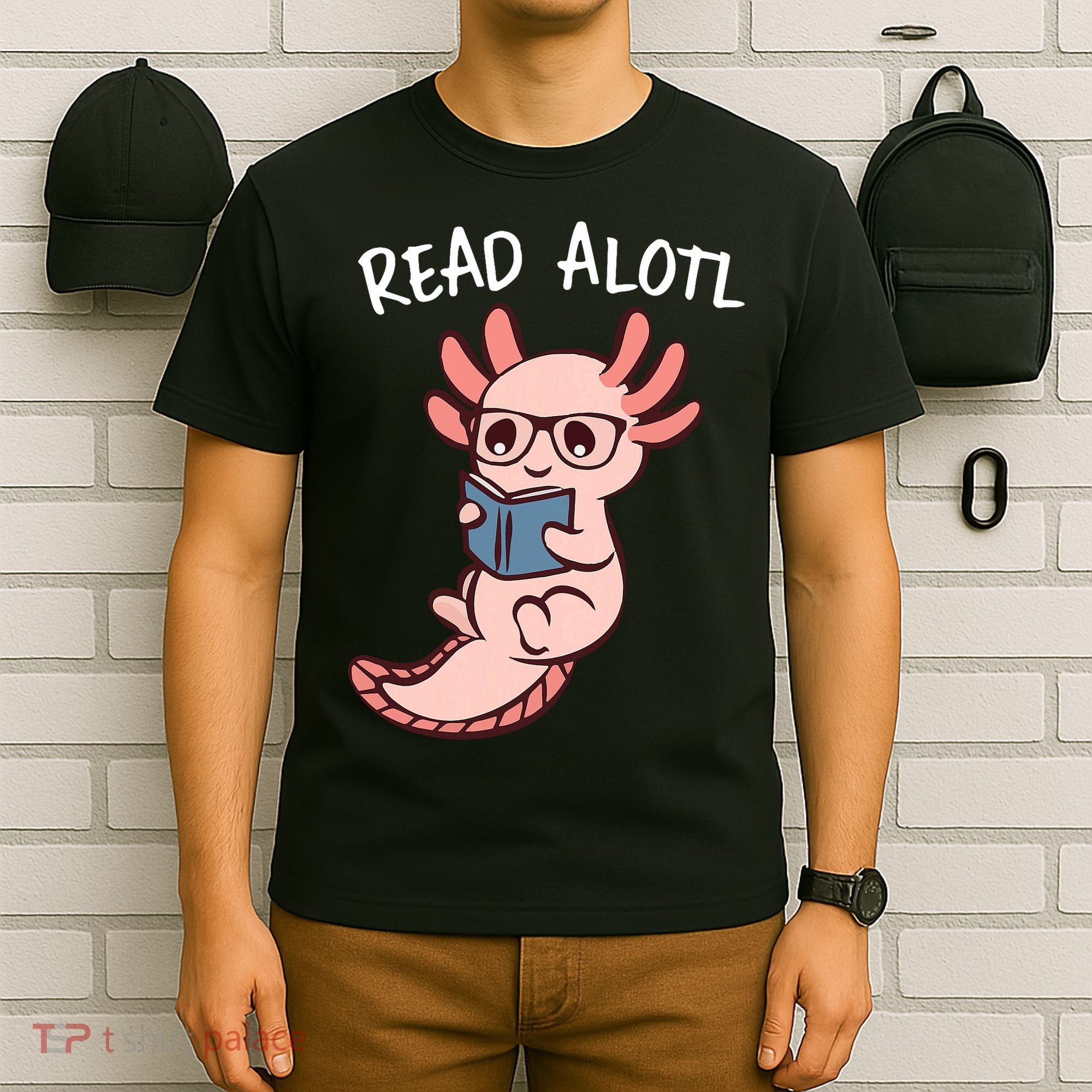 Axolotl Reading A Book, Read Alotl Books Funny Axolotl Book T-Shirt