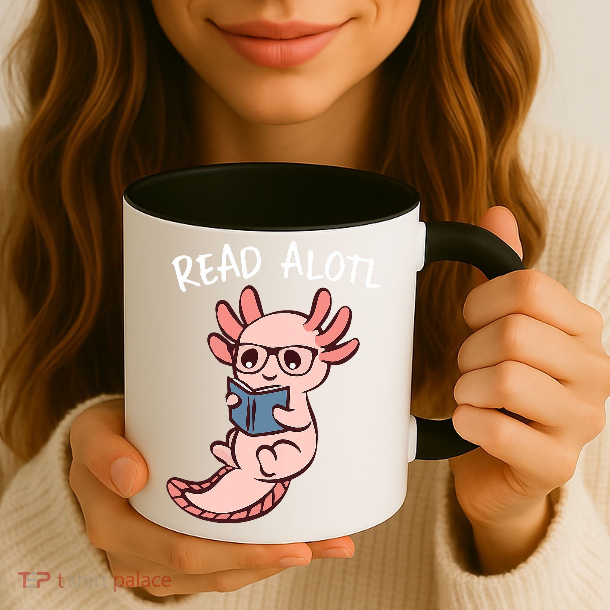 Axolotl Reading A Book, Read Alotl Books Funny Axolotl Book Coffee Mug
