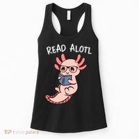 Axolotl Reading A Book, Read Alotl Books Funny Axolotl Book Women's Tank Top thumb 0