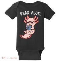 Axolotl Reading A Book, Read Alotl Books Funny Axolotl Book Baby Bodysuit thumb 0