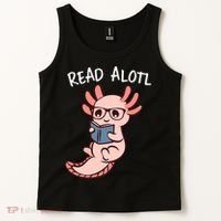 Axolotl Reading A Book, Read Alotl Books Funny Axolotl Book Tank Top thumb 2