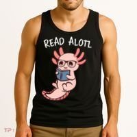 Axolotl Reading A Book, Read Alotl Books Funny Axolotl Book Tank Top thumb 3