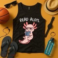 Axolotl Reading A Book, Read Alotl Books Funny Axolotl Book Tank Top thumb 4