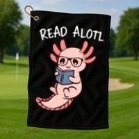 Axolotl Reading A Book, Read Alotl Books Funny Axolotl Book Golf Towel thumb 1