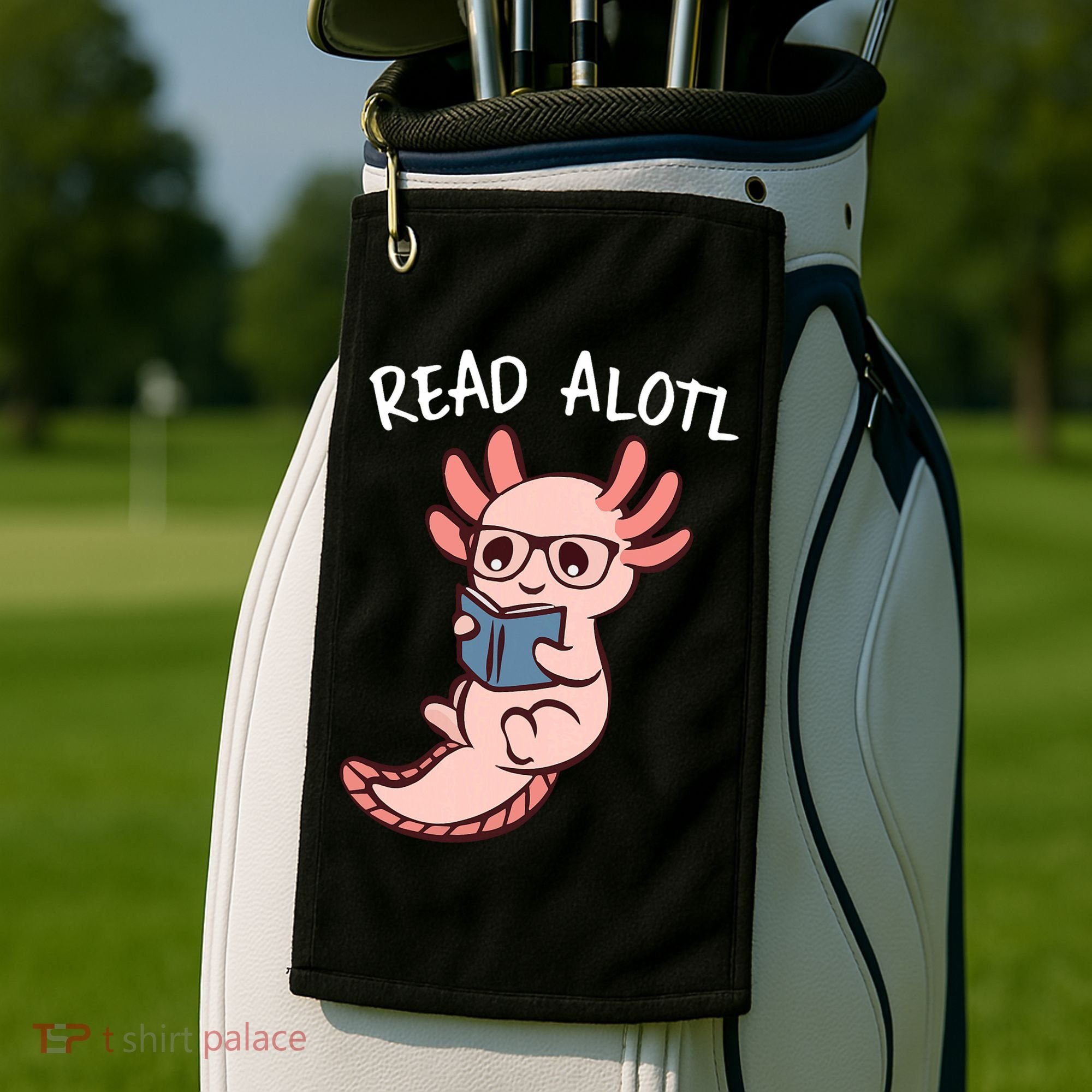 Axolotl Reading A Book, Read Alotl Books Funny Axolotl Book Golf Towel