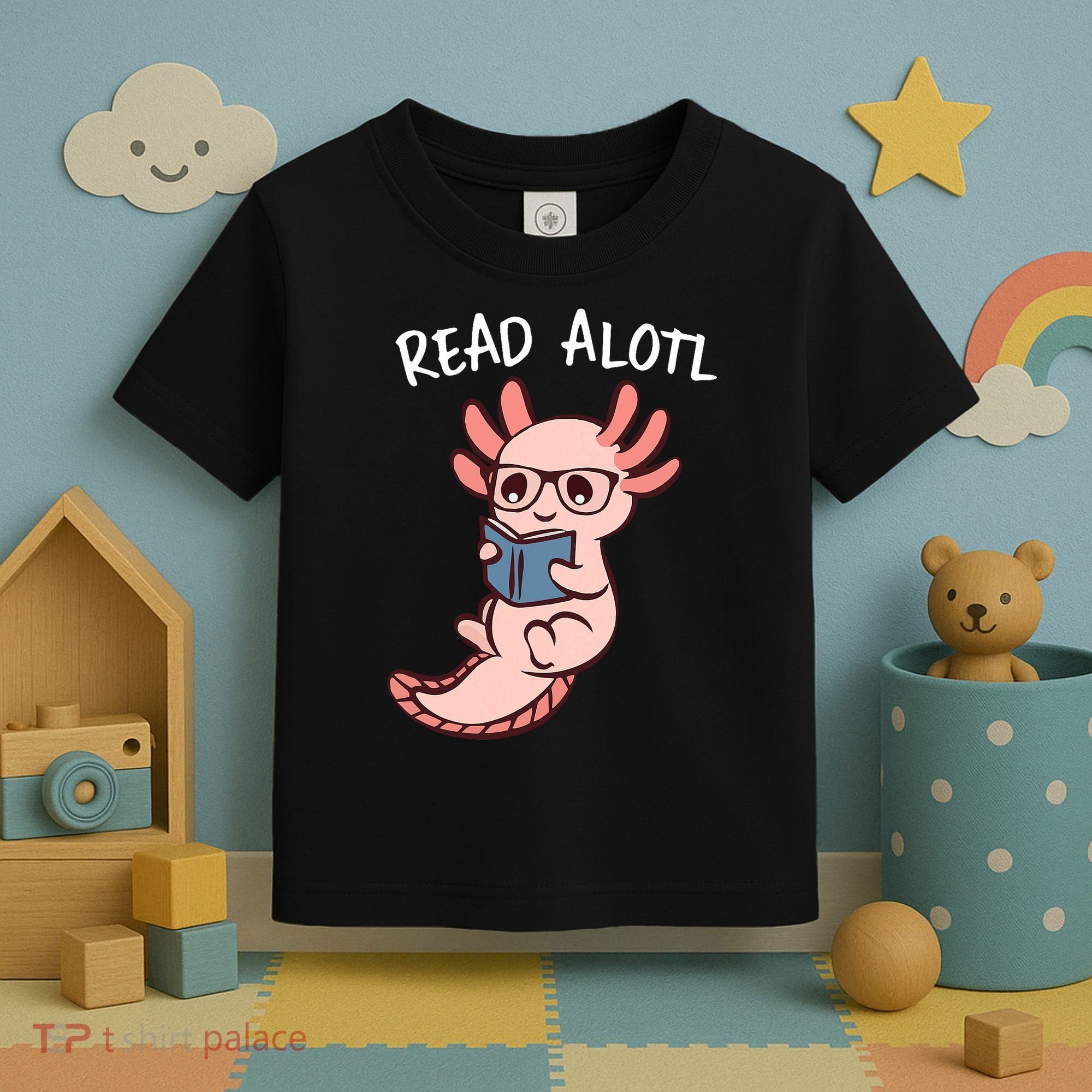 Axolotl Reading A Book, Read Alotl Books Funny Axolotl Book Toddler T-Shirt