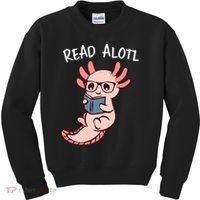 Axolotl Reading A Book, Read Alotl Books Funny Axolotl Book Kids Sweatshirt thumb 0