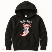 Axolotl Reading A Book, Read Alotl Books Funny Axolotl Book Kids Hoodie thumb 0