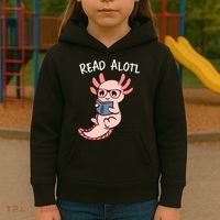 Axolotl Reading A Book, Read Alotl Books Funny Axolotl Book Kids Hoodie thumb 3