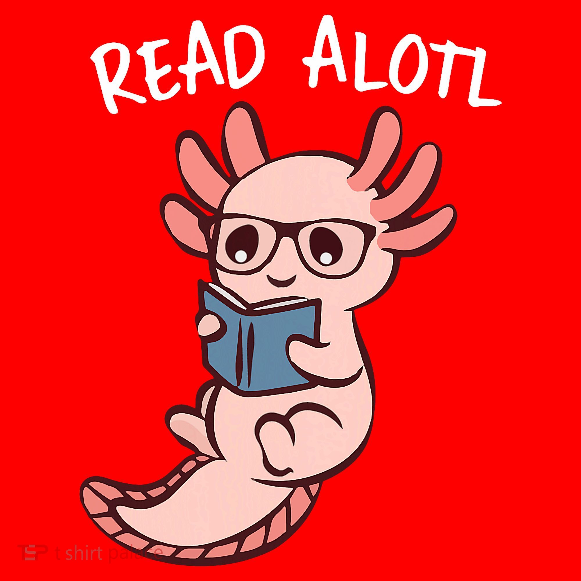 Axolotl Reading A Book, Read Alotl Books Funny Axolotl Book Santa Hat